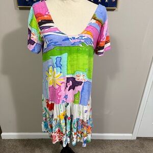 Jams World baby doll Hattie Dress drop waist tiered hem scoop neck short sleeves